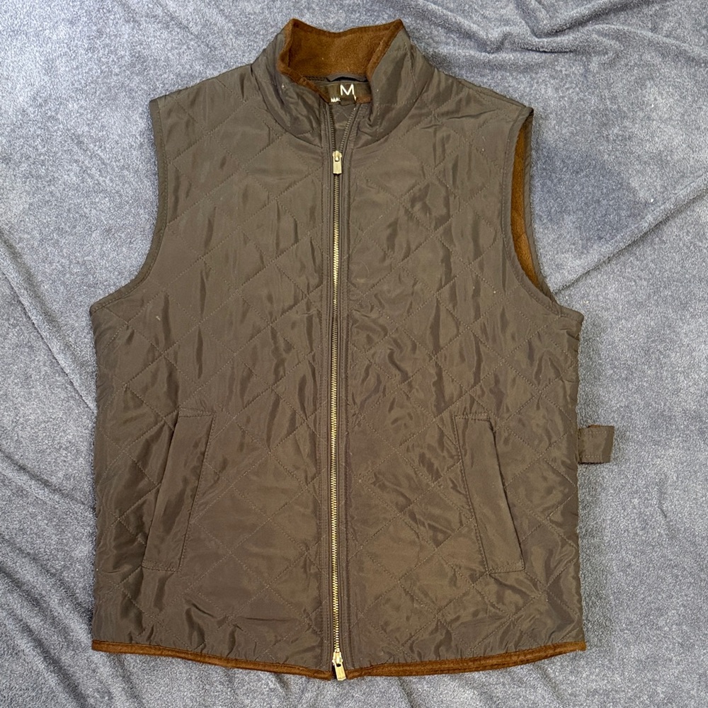 Magaschoni Men's Quilted Brown Vest
